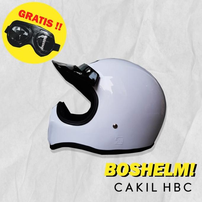 BOSHELM HELM CAKIL HBC PUTIH GLOSSY HELM RETRO FULL FACE SNI HNJ5121GJ