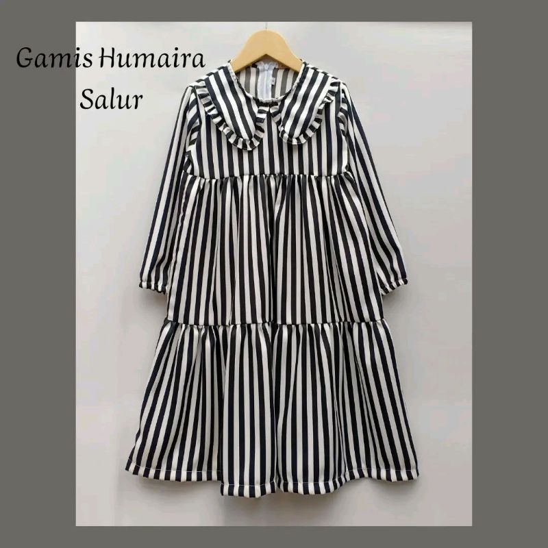Gamis Anak Perempuan Gamis Dress Anak Muslim Gamis Harian Anak Motif Salur Simple