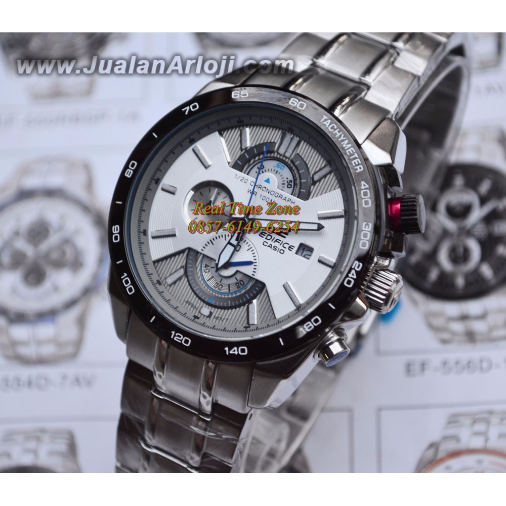 Big Sale Jam Tangan Grosir Real Casio Edifice EFR 520 Sttainless White Dial Hadiah type EFR520