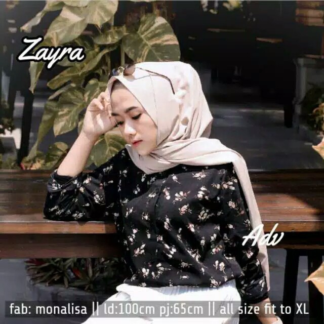 Kemeja wanita casual blouse lengan panjang muslim motif murah / blus wanita kekinian adelia miory-4