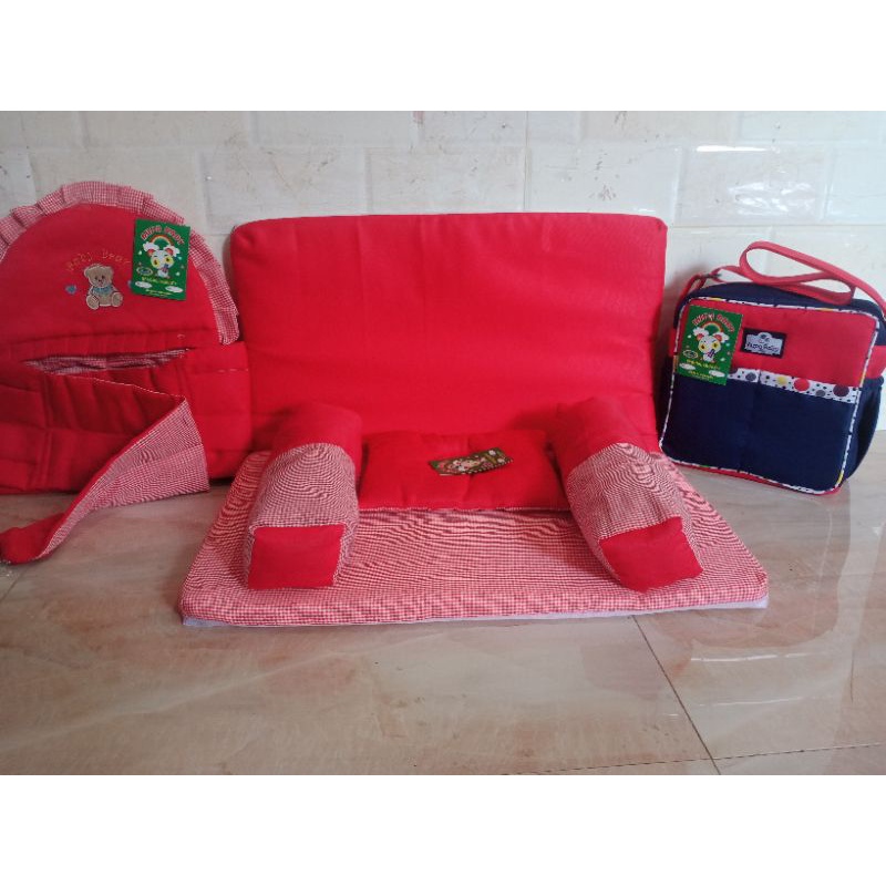 Paket Hemat 3in1, Tas bayi SP Gendongan bayi samping bordir dan Matras bayi