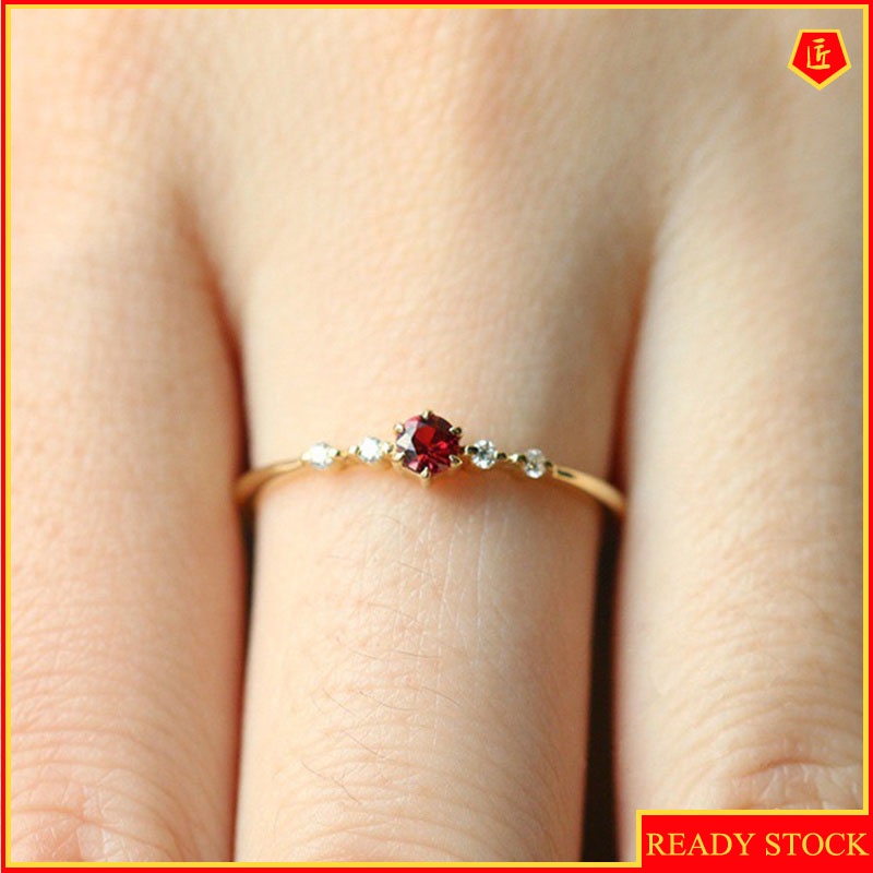 [Ready Stock]Ruby 18K Gold Ring Female Fashion Temperament