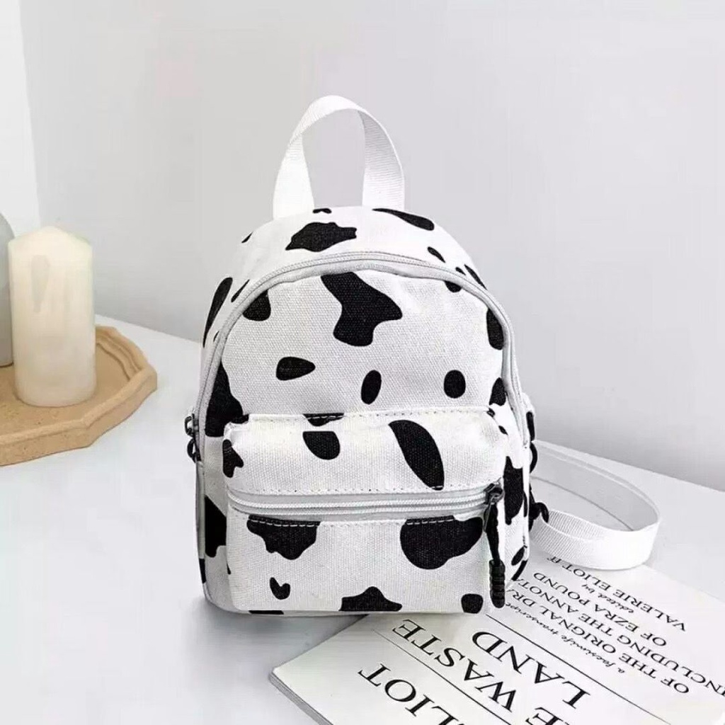 Tas Ransel Perempuan Mini Terbaru Motif Sapi COW lucu Korean Style