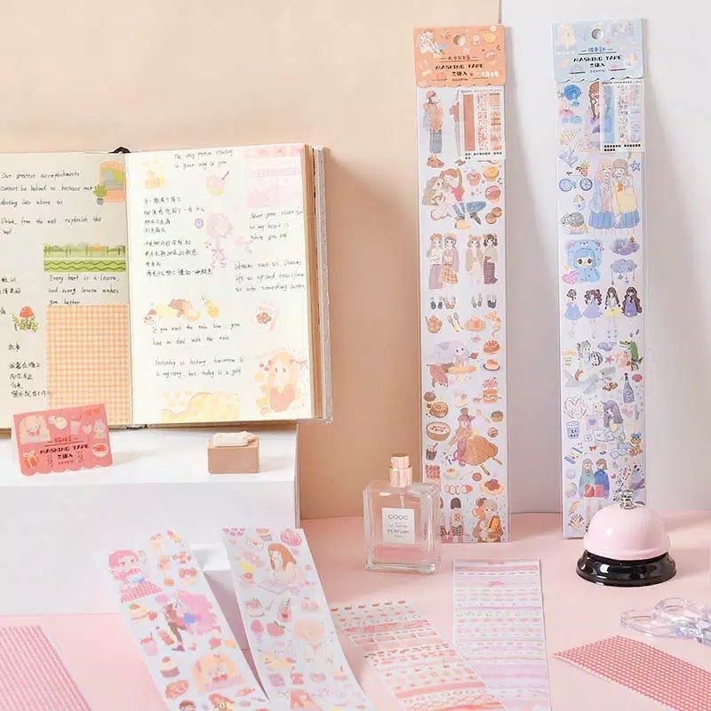 

3 pcs sticker kertas girl uncut deco bujo hias diary buku scrapbook jurnal