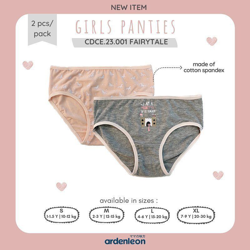 Ardenleon Premium Girls Panties Fairytale / Love Line (celana dalam anak)