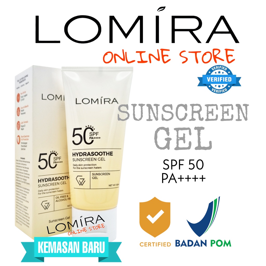 SUNSCREEN LOMIRA SPF 50 - TERDAFTAR BPOM - LOMIRA SUNSCREEN GEL - SUNBLOCK MURAH - SUN BLOCK LOMIRA - TABIR SURYA