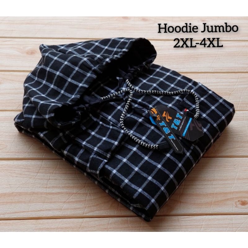 flanel hoodie jumbo xxl xxxl xxxxl  pria wanita - kemeja kupluk distro lengan panjang jumbo - kemeja flanel bertopi big size import lengan panjang