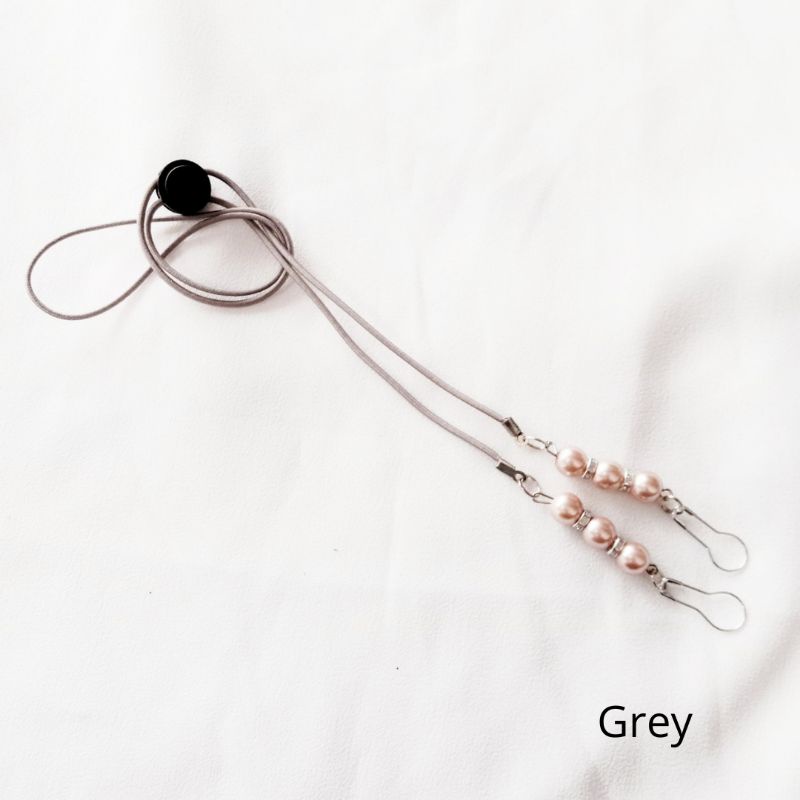 KALUNG MASKER 2 IN 1 MUTIARA / KONEKTOR SEKALIGUS STRAP MASKER HIJAB-KM Grey