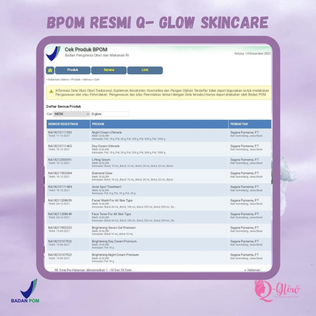 Q GLOW SKINCARE ORIGINAL BPOM HALAL ALL PAKET DAN ECER