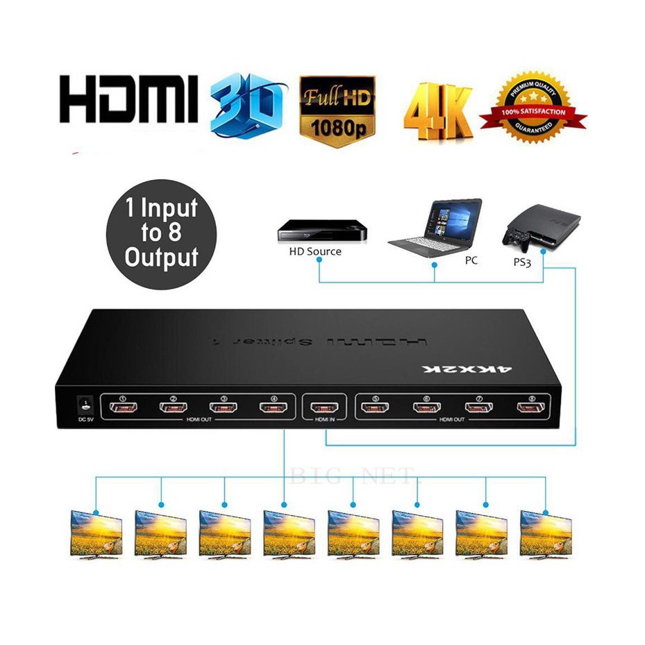 HDTV Splitter 8 Ports Converter (1 Input To 8 Output)/ HDmi Splitter 1*8