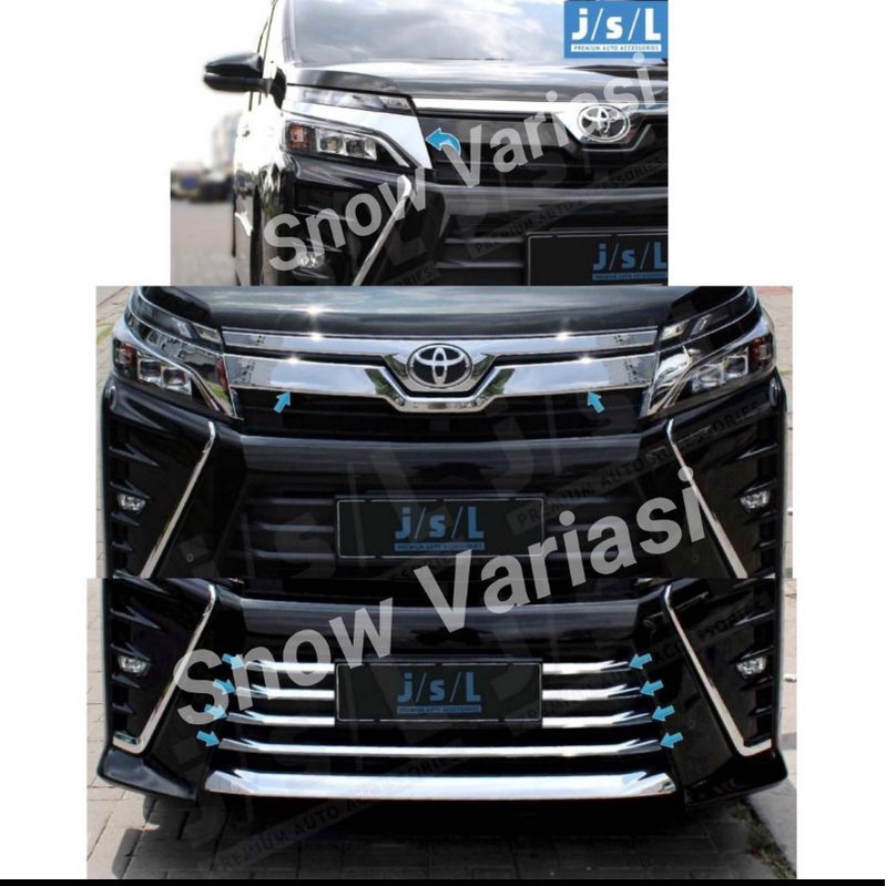Paket List Garnish Depan Radiator Toyota Voxy 2017 2022 Chrome JSL