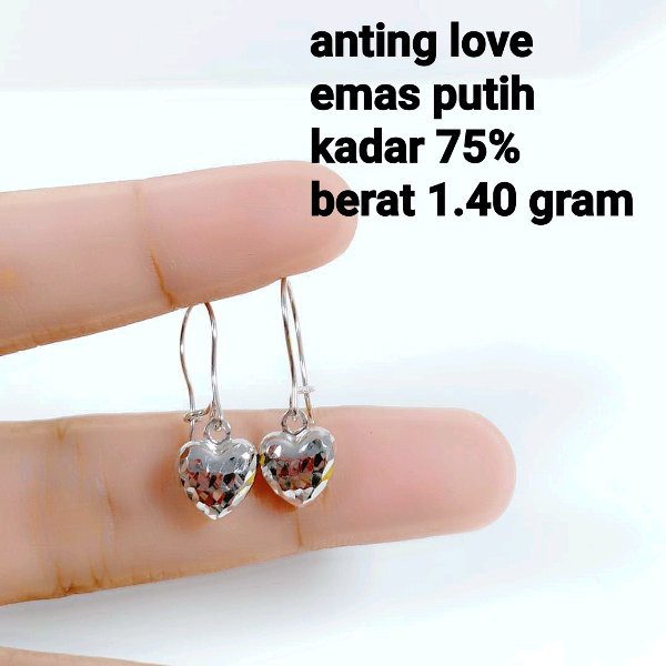 anting emas putih kadar75 persen 1.40 gram