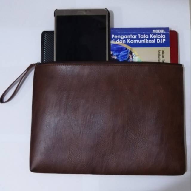 Gosend Pouch besar, Clutch, tas laptop tas dokumen leather produk sendiri