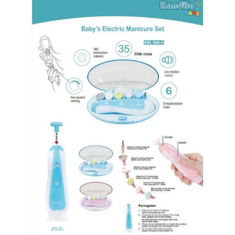 Kandila Baby Electric Manicure Set Nail Trimmer - Alat Gunting Kuku Bayi Elektrik