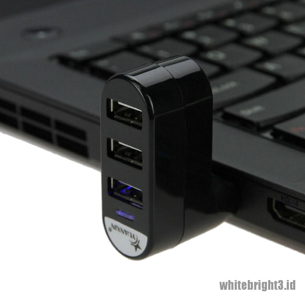 &lt; White3 &gt; Hub Adapter Splitter 3 Port USB 2.0 Rotasi Untuk PC Laptop Notebook