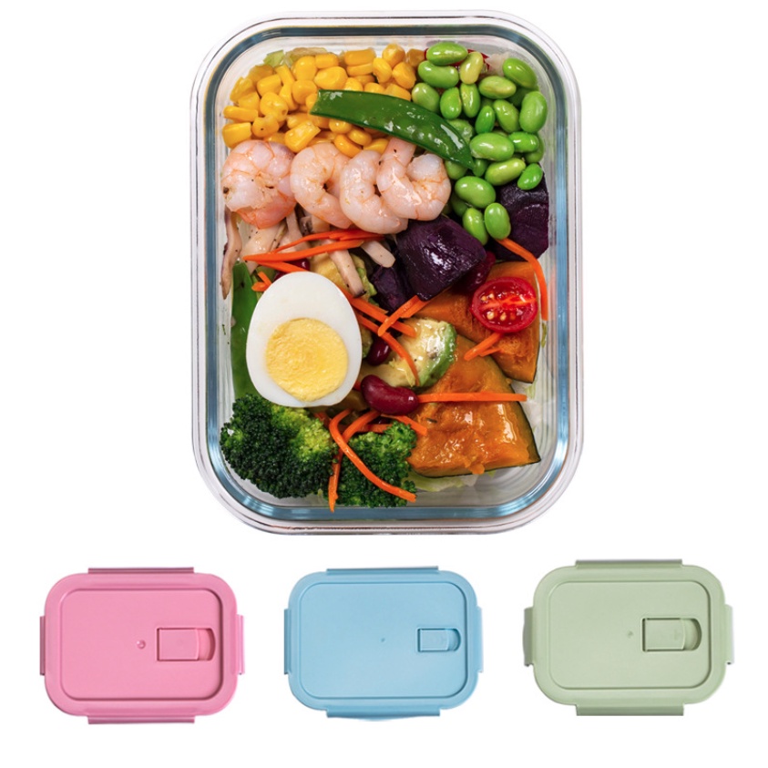 Toples Lunch Box Kotak Tempat Penyimpanan Makan Bahan Kaca Microwave Oven Safe Bersekat