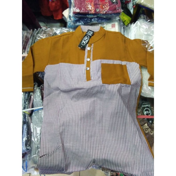 Baju Koko campur Lengan panjang anak Laki laki//Stelan pakistan salur anak umur 1-12 th