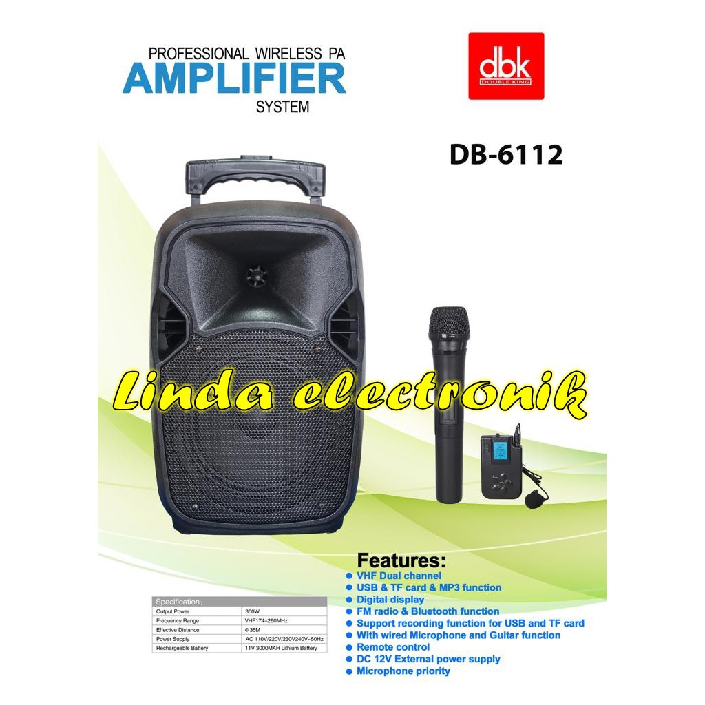 Speaker Portable Wireless dbk DB 6112 12inch db6112