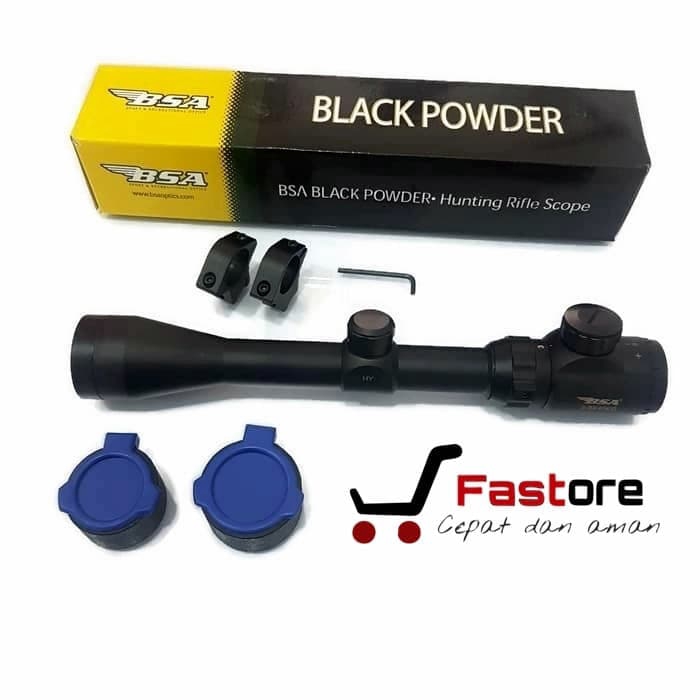 Teleskop Berburu BSA 3-9x40 RGB Black Powder Tutup Flip / Teropong