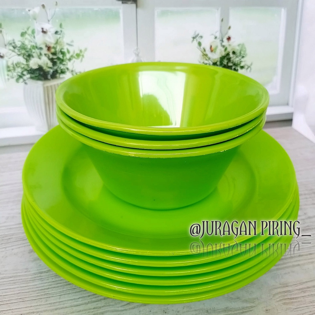 4PCS ISI (PIRING MAKAN DAN MANGKUK BULAT) BHN MIKA PLASTIK TEBAL / BISA BAYAR DI TEMPAT