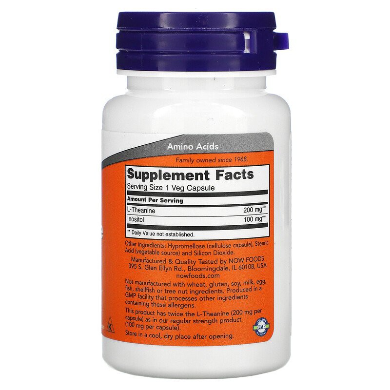 Now Foods L Theanine 200 mg 60 Veg Caps Now Food Theanine Ori USA