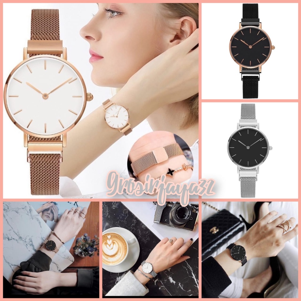 (GROSIRJAYA32) JAM TANGAN COUPLE DENIL RANTAI MAGNET MURAH GROSIR FASHION KOREA