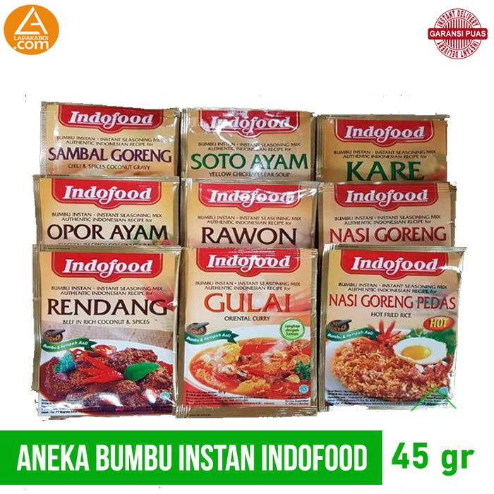 

Bumbu Masak Instan Indofood Rendang Rawon Kare Soto Gulai Opor 45g