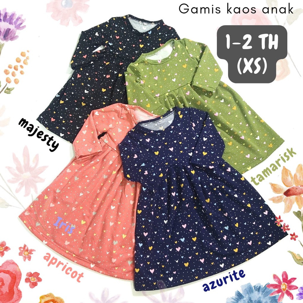 GAMIS KAOS ANAK 1-2 th bahan KAIN SEDANG-TEBAL /Longdress anak/longdress kaos anak/ gamis anak tk