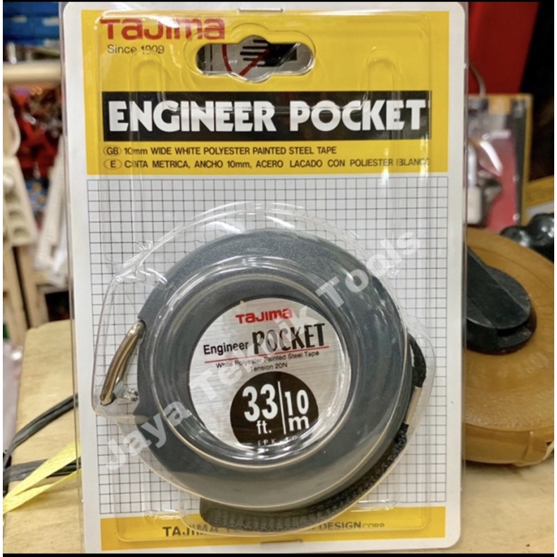 Meteran Tajima 10 meter Pocket Engineer Besi Polyester