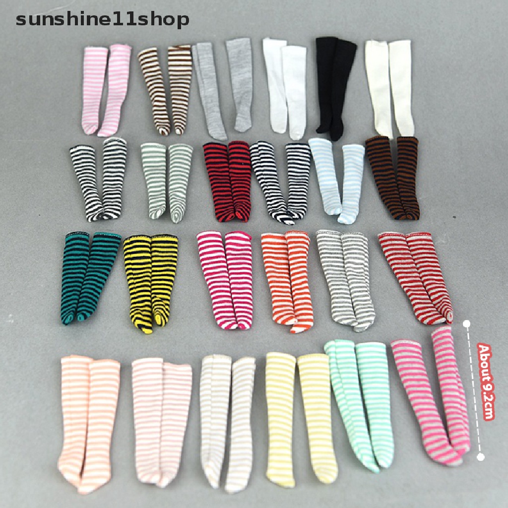 (SHO) 1 Pasang Kaos Kaki Motif Garis Untuk Aksesoris Boneka Blyth licca BJD 1 / 6 28-30cm