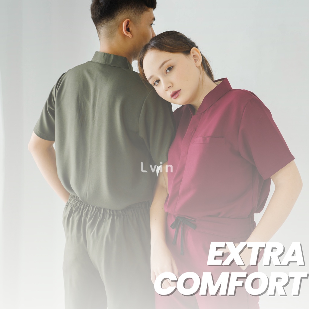 [ Lvin ]  FLEX FIT - Baju OKA  / Baju Jaga / Set Baju Celana Jaga Oka / Dokter Lengan Pendek / Baju OK / Baju Scrub