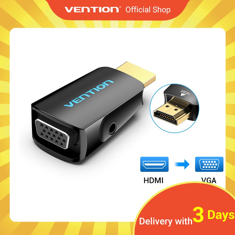 VENTION Adapter Konverter HDMI Gold Plated 1080P ke VGA untuk Montior PC/TV/XBOX/Laptop/Proyektor