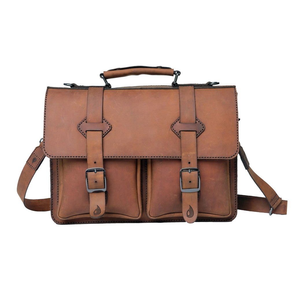 TAS KULIT ASLI | POSTMAN | BROWN | "FOSSA" | DROPLETS INDONESIA