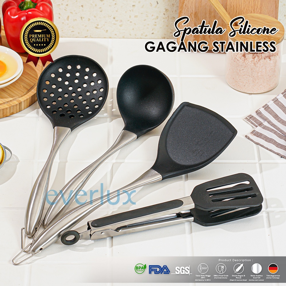 SPATULA SILICONE MURAH Turner stainless handle skimmer silicon - sutil sendok sup silikon set