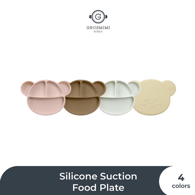 Grosmimi Silicone Suction Food Plate - Silikon Antislip Non Slip Stick N Stay MPASI BLW Piring Anak Bayi