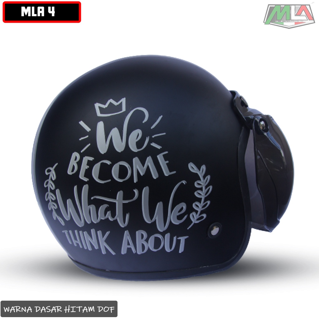 Helm Bogo Dewasa Classic Motif Warna Hitam Kaca Datar Injak Kaca Cembung Murah Untuk Pria Dan Wanita Dewasa  -Harga Grosir COD