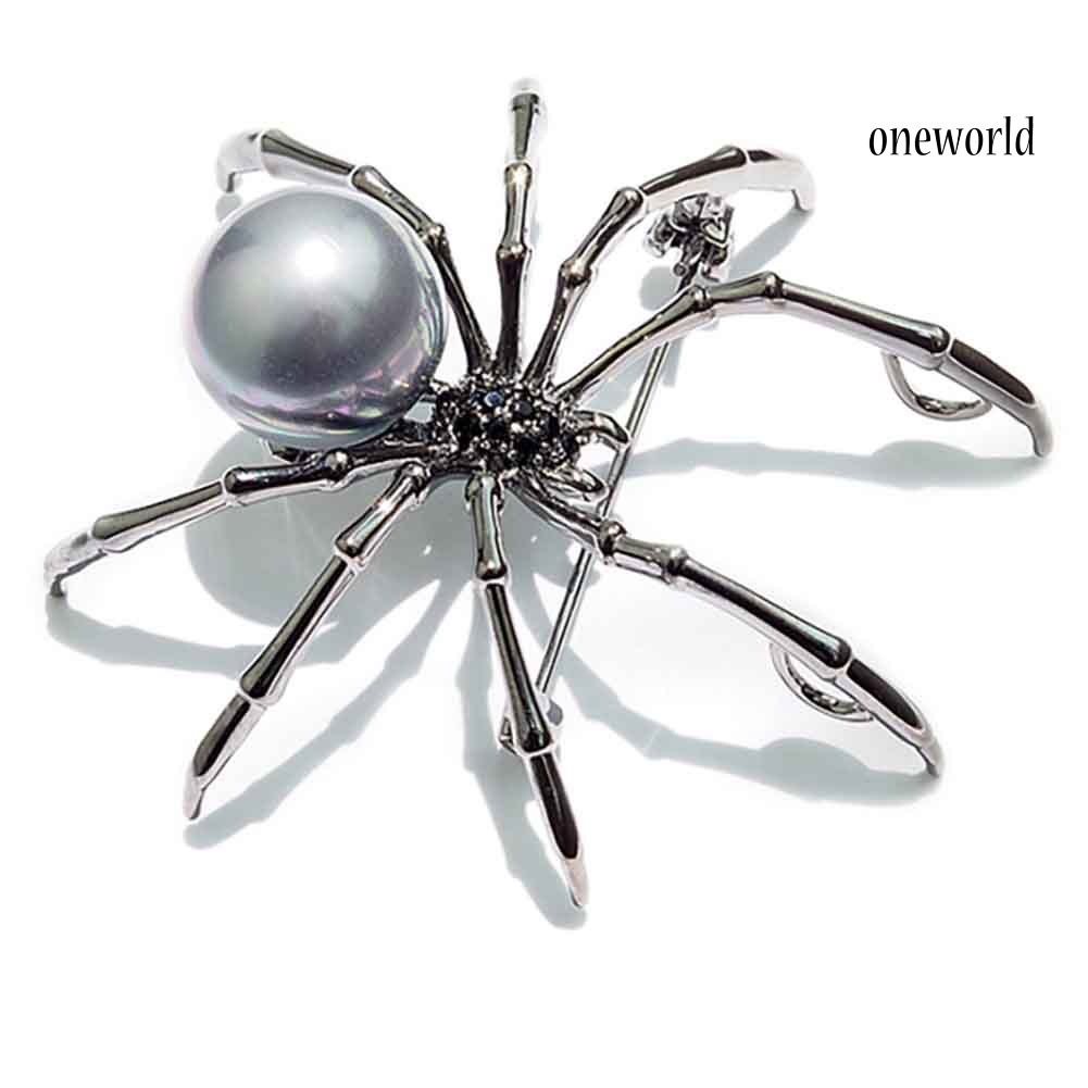 OW@ Fashion Women Rhinestone Faux Pearl Spider Brooch Pin Corsage Lapel Jewelry Gift