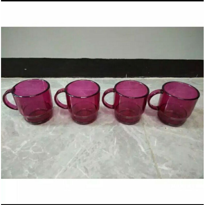 sale clear mug fuchsia 4pcs