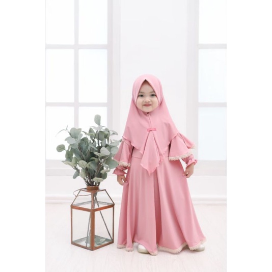 Gamis Anak Perempuan / Gamis Jyotti Original By Celycely / Gamis Anak Jersey / Gamis Anak Set hijab / Set Gamis Anak Perempuan / Baju Muslim Anak Perempuan / Pakaian Muslim Anak Perempuan / Gamis Anak Celycely / Gamis Anak Jyotti-Dusty Pink