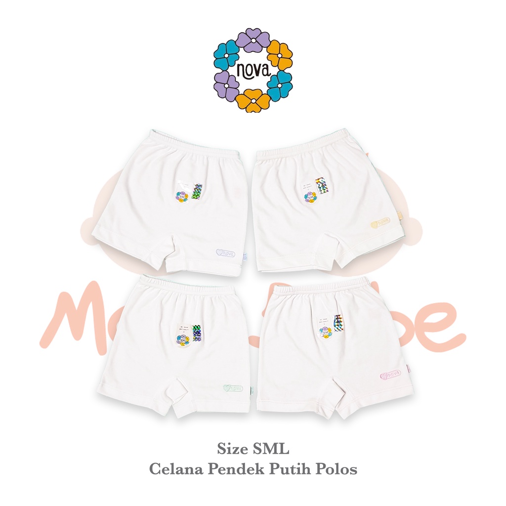 [Size SML] Nova Baby Celana Pendek Polos Putih List Celana Bayi