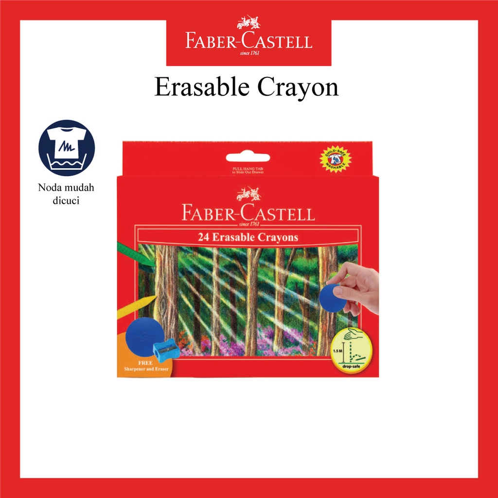 

Erasable Crayon Faber Castell 24 Warna / Erasable Crayons 24 / Gratis Penghapus dan Rautan