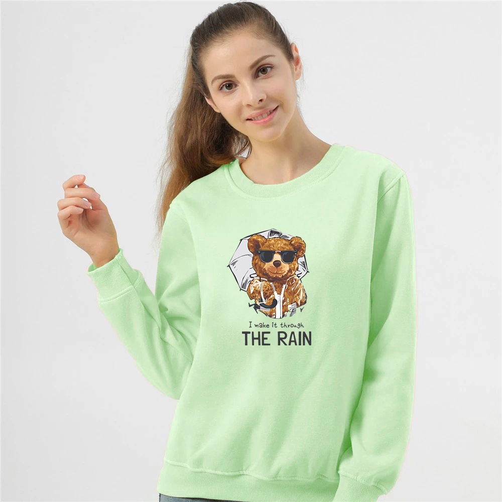 Crewneck wanita Bear rain Sweater wanita size M-XXL