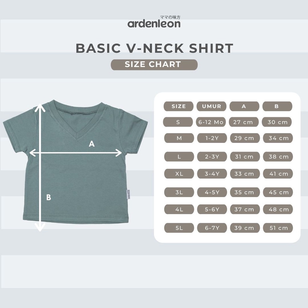 Baju Kaos Bayi Atasan Anak Laki Laki Perempuan Ardenleon 6 Bulan – 4 Tahun Unisex V-Neck Shirt