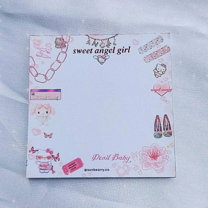 Memo pad by sunbearry.co custom memo pad bts snoppy aesthetic star scrabook-Sweet angel girl