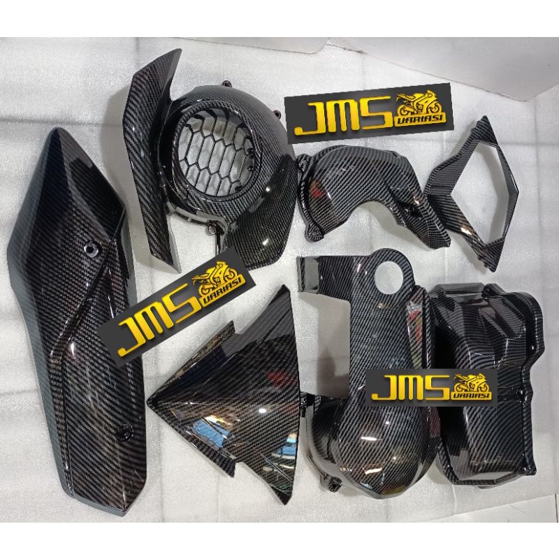 cover tutup carbon hitam paket miom3 mioz 125 soul gt125 Fino 125 cvt filter keong cvt visor cover speedo knalpot dan knalpot zoro