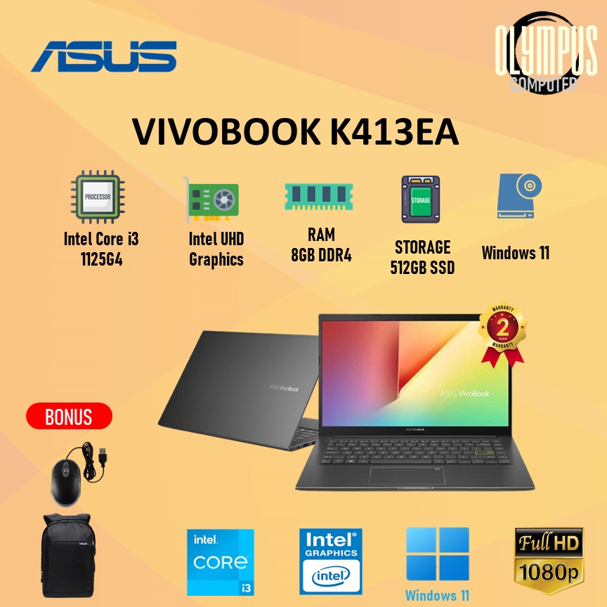 Laptop Asus Vivobook K413EA i3 1125G4 8GB 512SSD W11+OHS 14.0FHD IPS