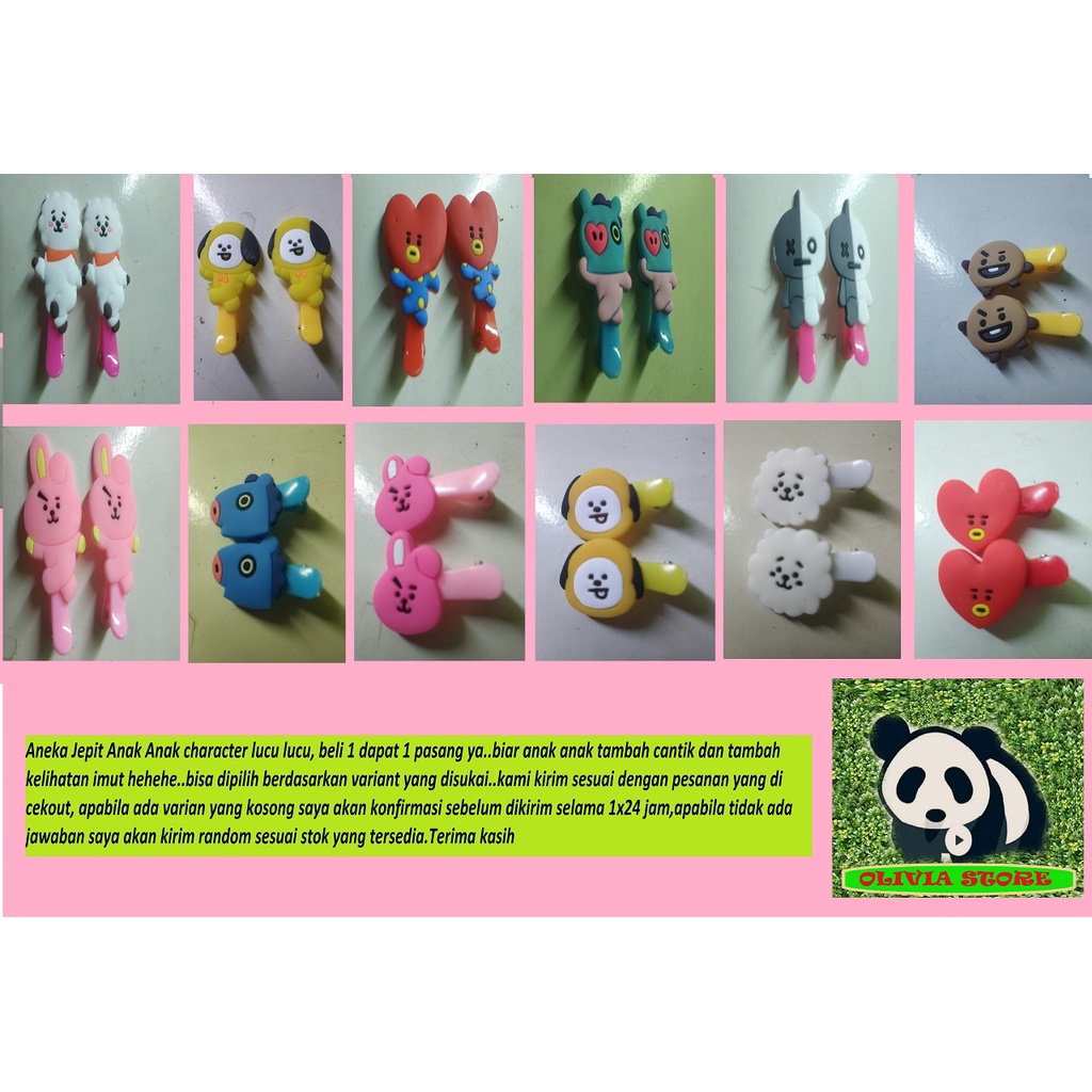 Jepit rambut anak anak motif BTS