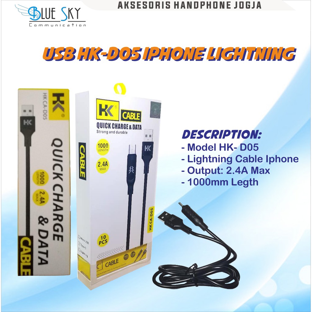 KABEL DATA USB HK D05 IPHONE LIGHTNING