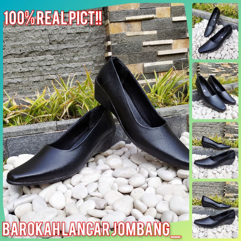 SEPATU PANTOFEL WANITA KERJA HITAM HAK 5CM 100% MURAH BERKWALITAS