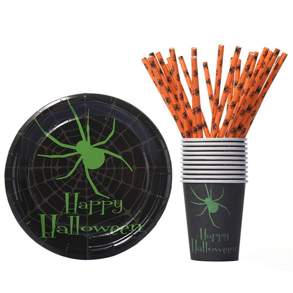 Solighter 10PCS Halloween Piring Kertas Syukuran Labu Penyihir Happy Halloween Tray